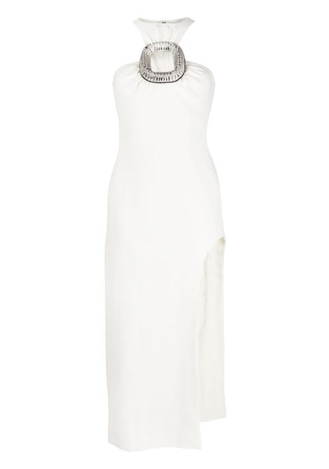 White decorative-buckle midi dress - women